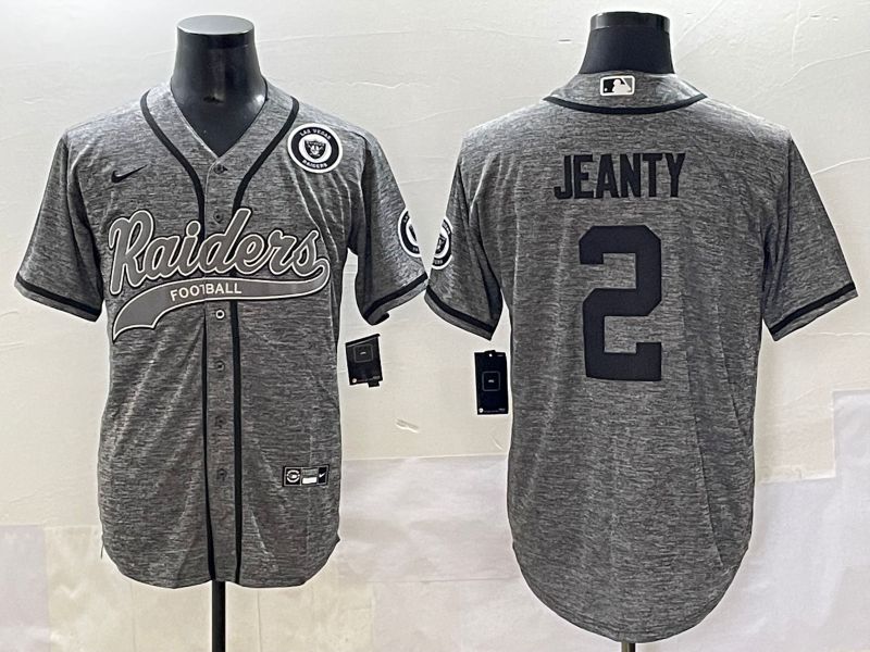 Men 2025 Oakland Raiders #2 Jeanty Grey Joint Name Nike Limited NFL Jersey style 8